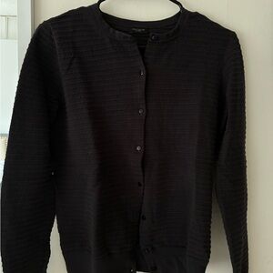 Ann Taylor Factory Black Textured Button-Down Cardigan